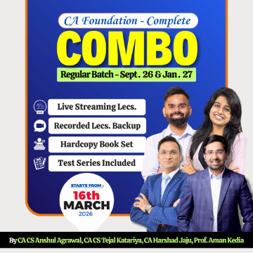 CA Foundation All Subjects Regular Live & Recorded Batch COMBO for Sept.26 & Jan.27 ( 16th march)